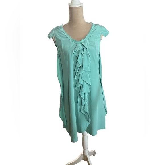 Ali Ro Dresses & Skirts - Ali Ro Green Flutter Sleeve Ruffled Light Teal Dress Size 6​